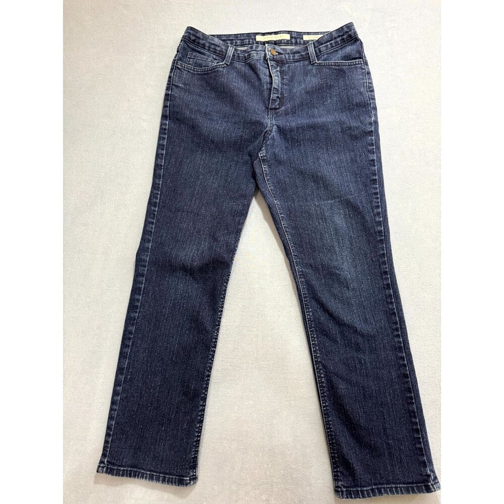 Jones New York Jeans Sutton Straight Leg Beaded Pockets Dark Wash Blue Size 32